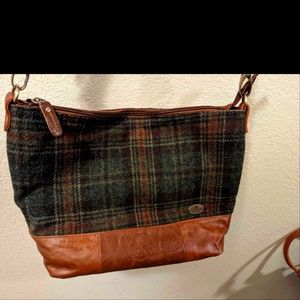 Gorgeous Flannel & Leather Bag From Ireland! New W/Tags!